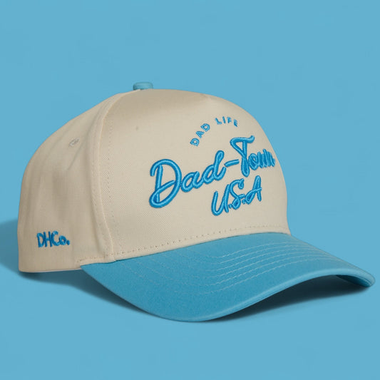 The “Dad-Town” Script Hat Light Blue