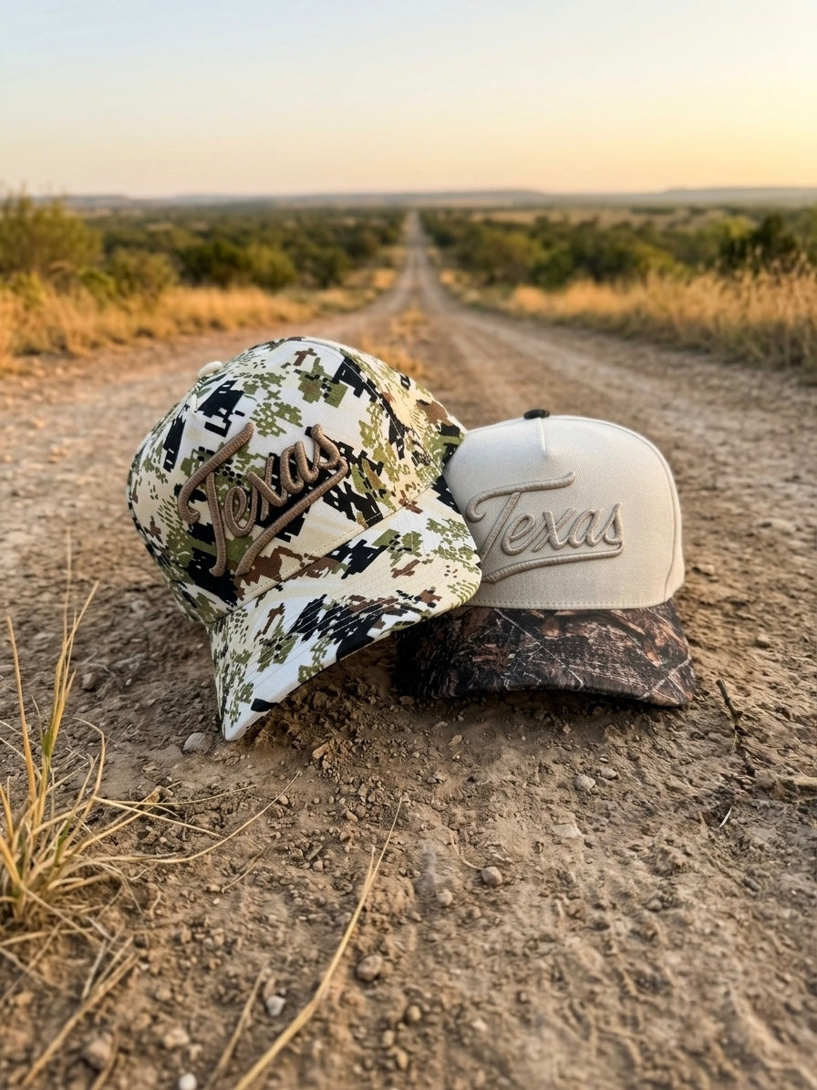 The Texas Script hat - Backwoods Camo